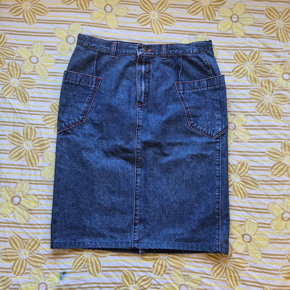 Calvin Klein Dark Blue Denim Midi Skirt